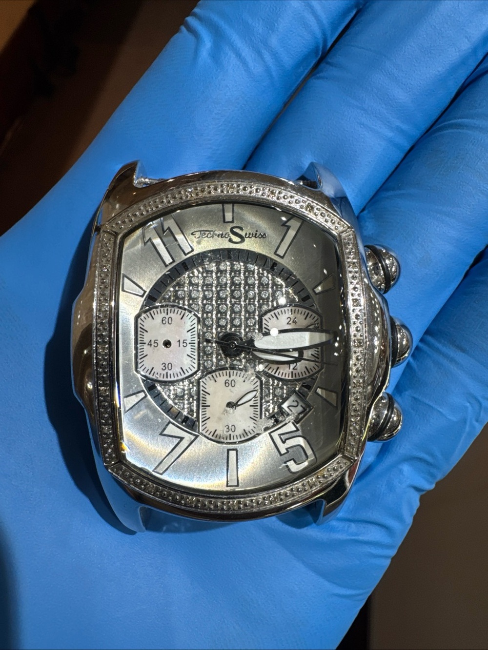 Techno Swiss Diamond Watch No Band Missing Hand Not Working Repair